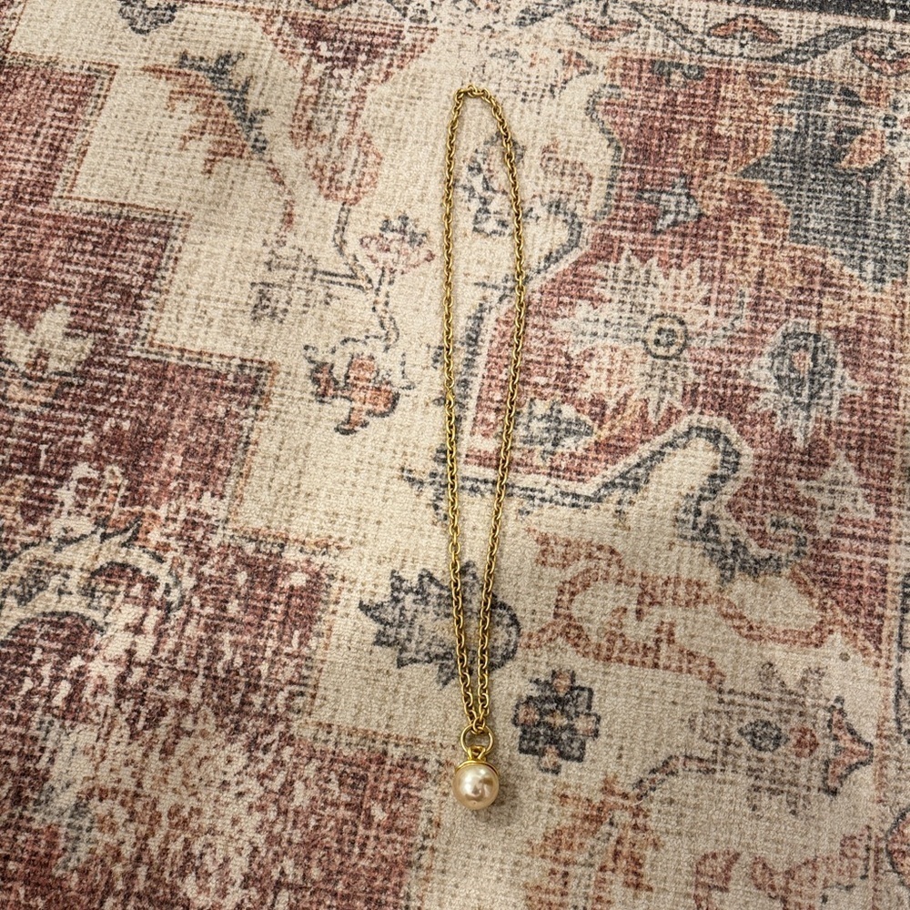 Vintage Faux Gold Pearl Chain Drop Necklace